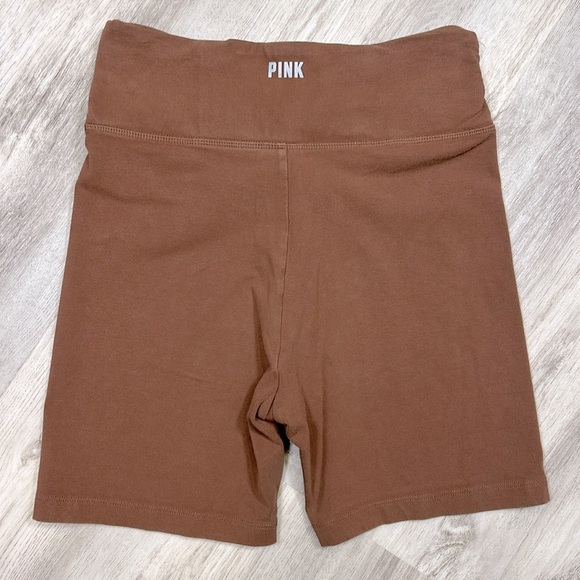 VS PINK Cotton Blend 4-Way Stretch Hi Twisted Knotted 6” Bike Short / Brown / M - Picture 2 of 6
